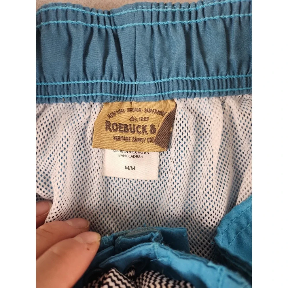 Vintage Roebuck & Co. Swim Trunks Mens Medium Blue Shorts Bathing Suit Swimsuit